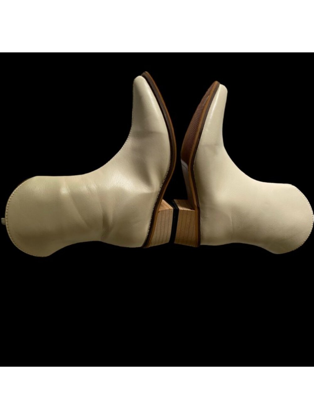 Ankle Bootie Women's Size 35 US 4. 5 Polyurethane Cream Zipper Pointed Toe - Picture 6 of 16